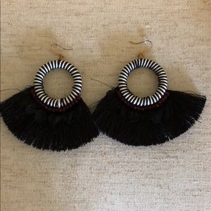 Earrings Stripe black white and red